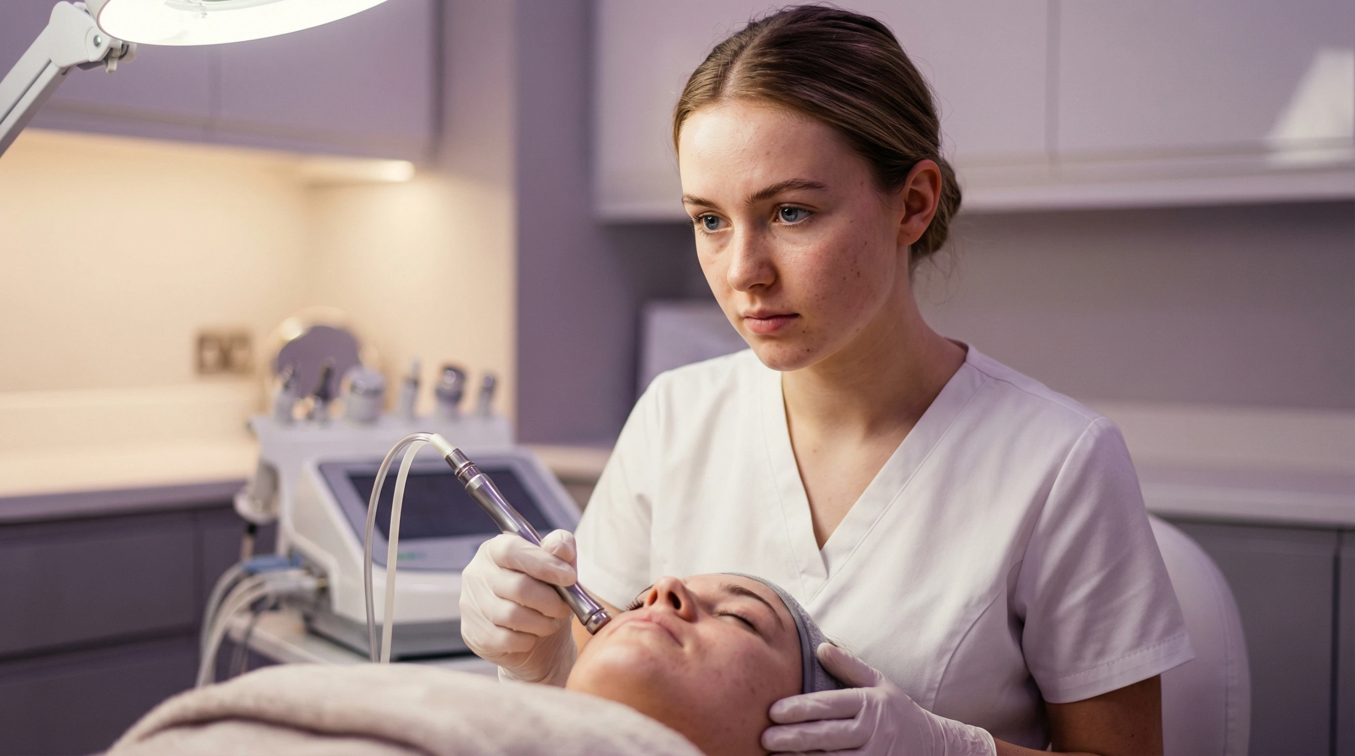 Esthetician with advanced equipment