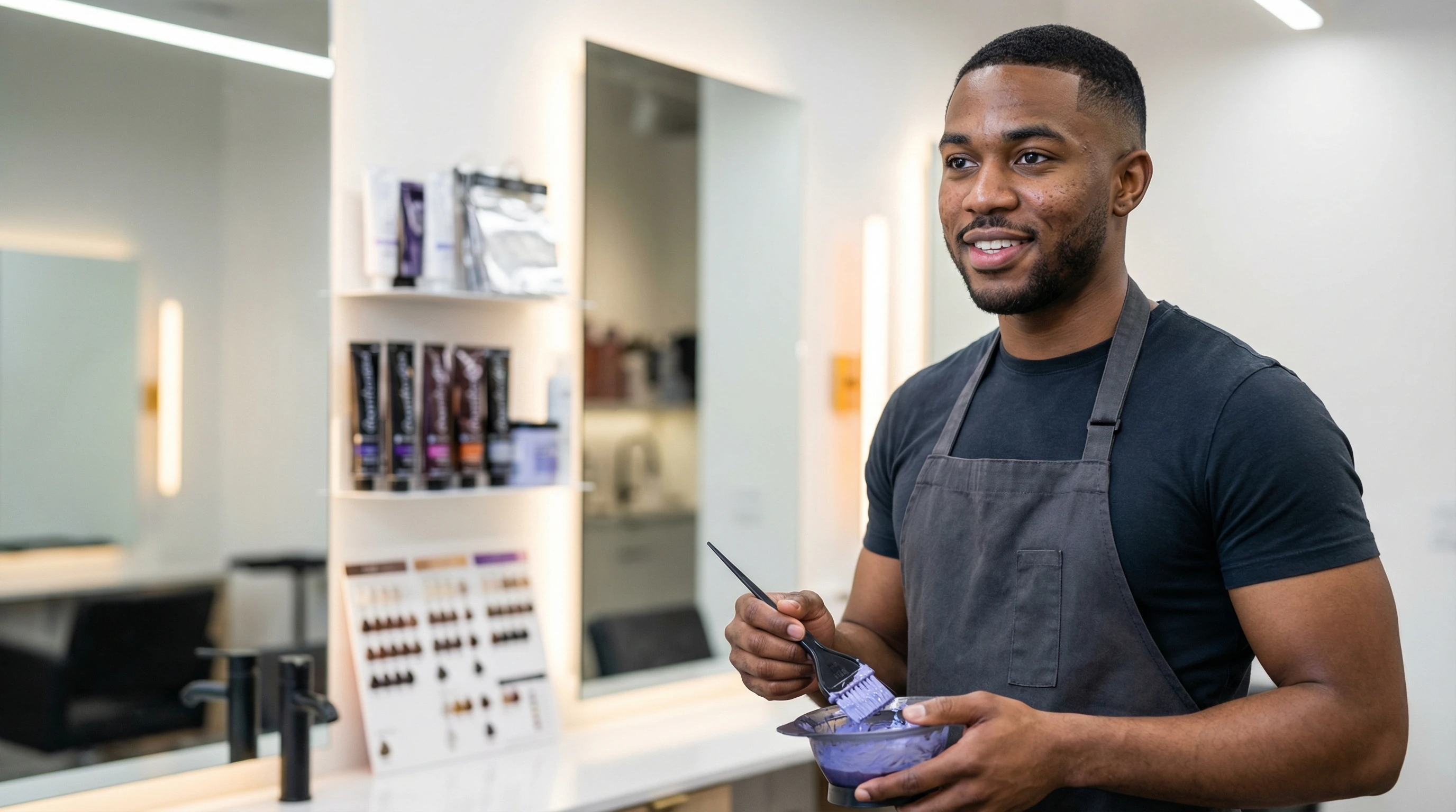 Barber learning color techniques
