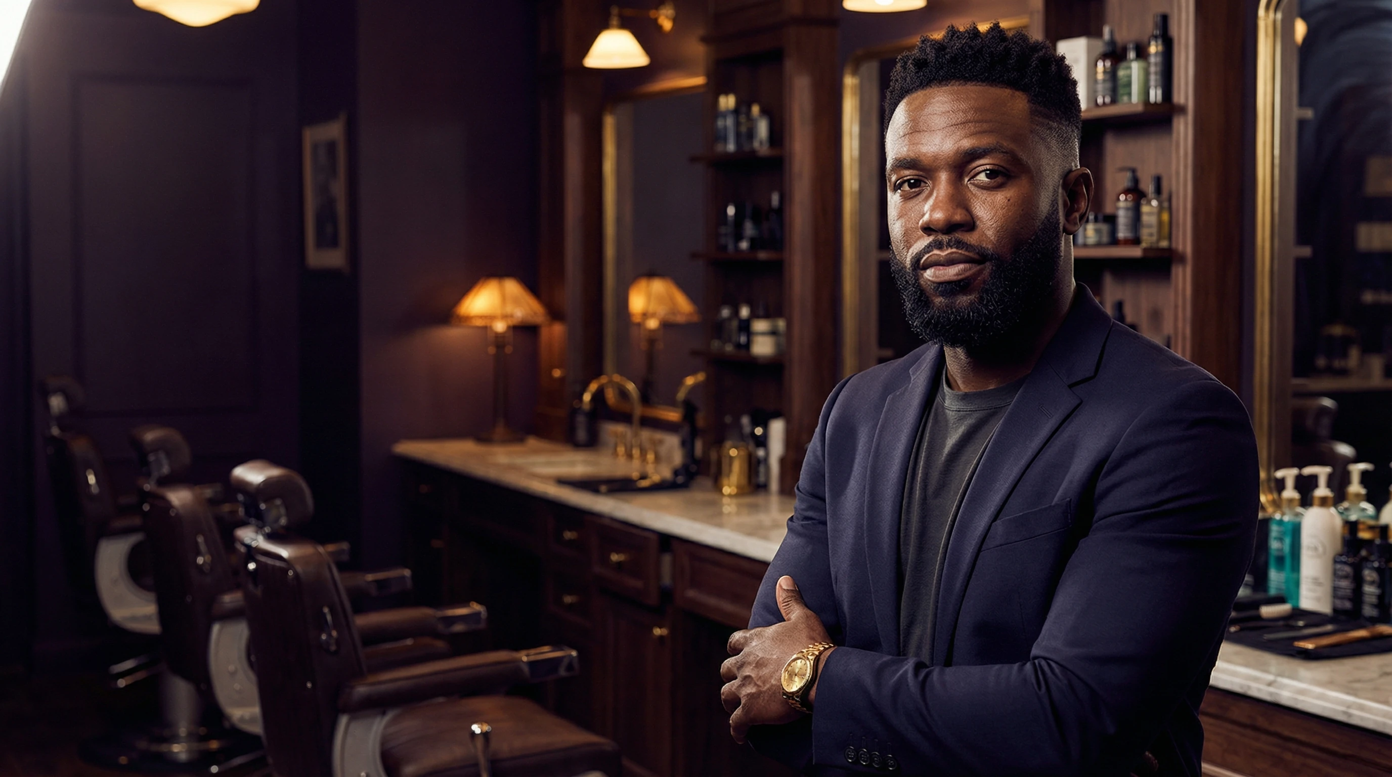 Barbershop owner in premium shop