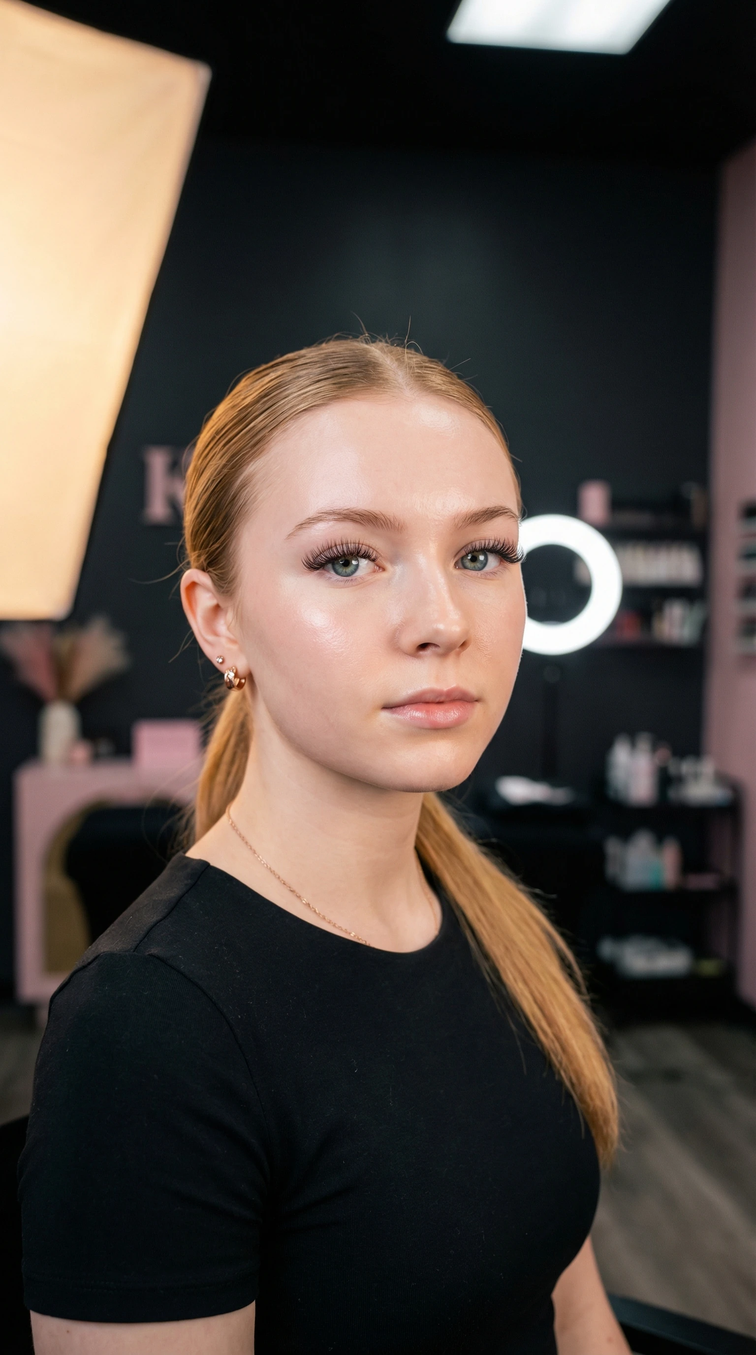 Lash tech applying extensions