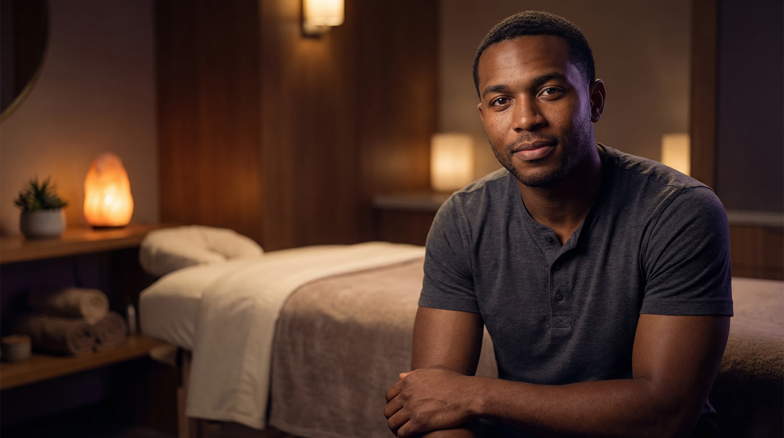 Massage therapist in treatment room