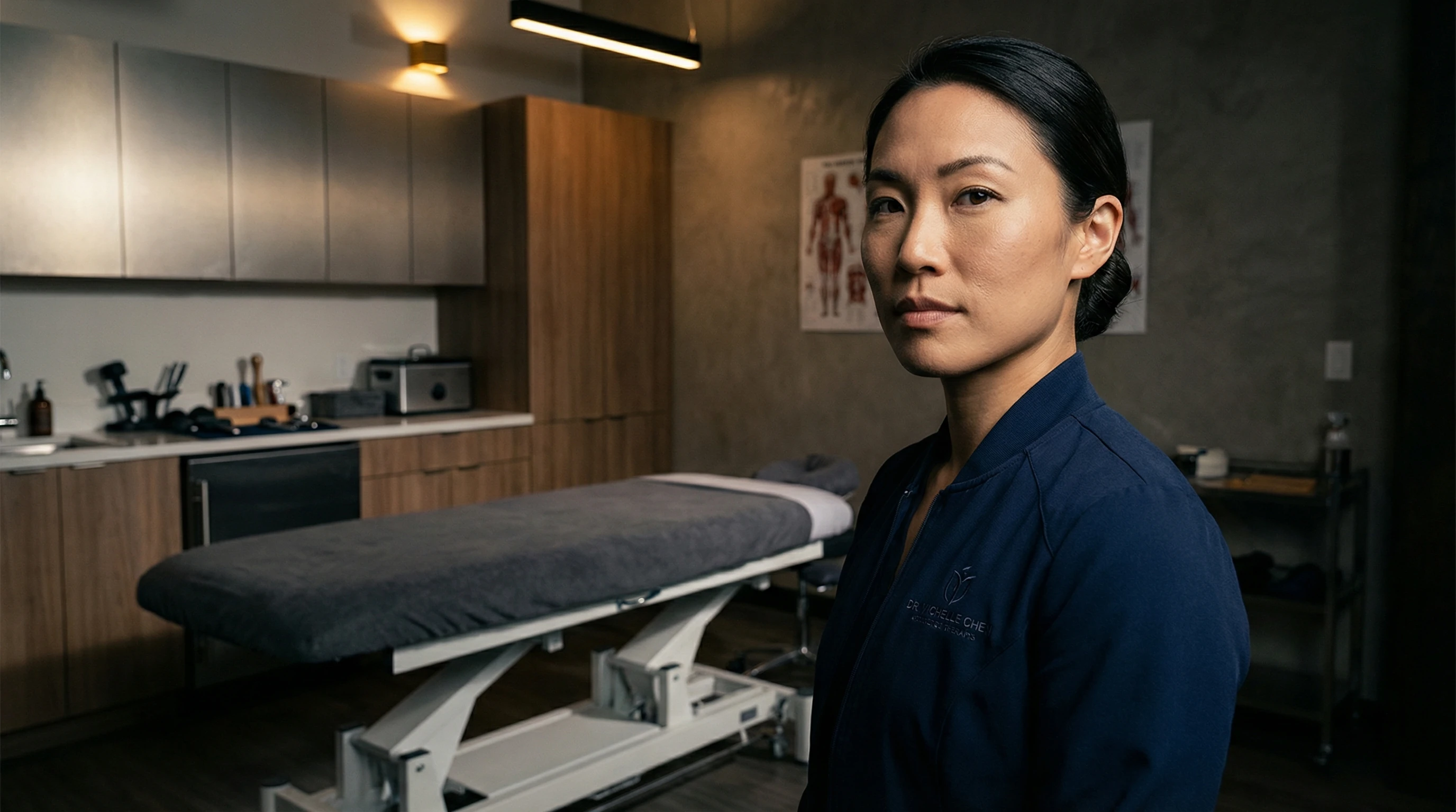 Massage therapy practice owner in clinical setting