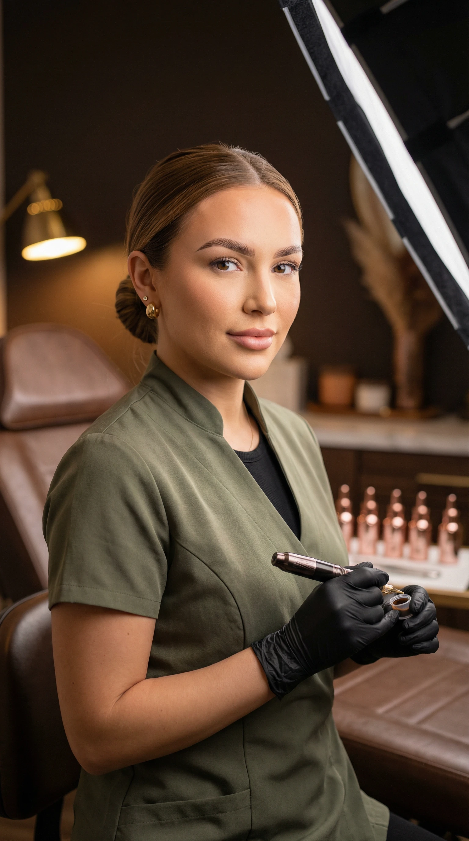 PMU artist working on client brows