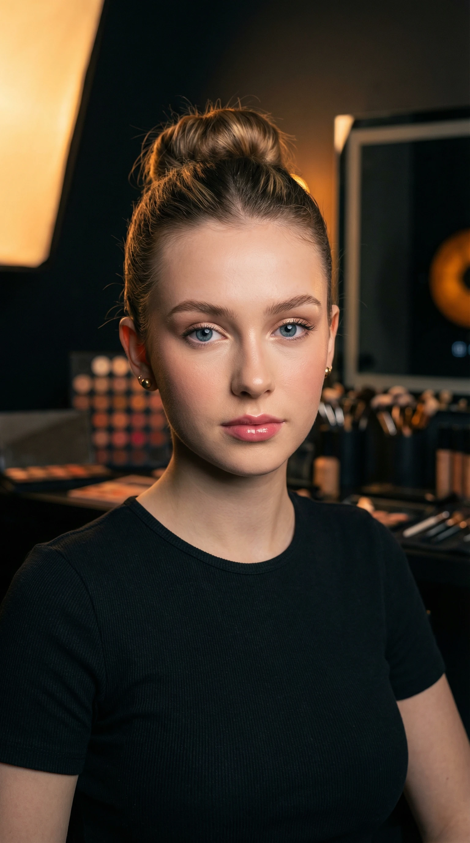 Makeup artist creating dramatic look