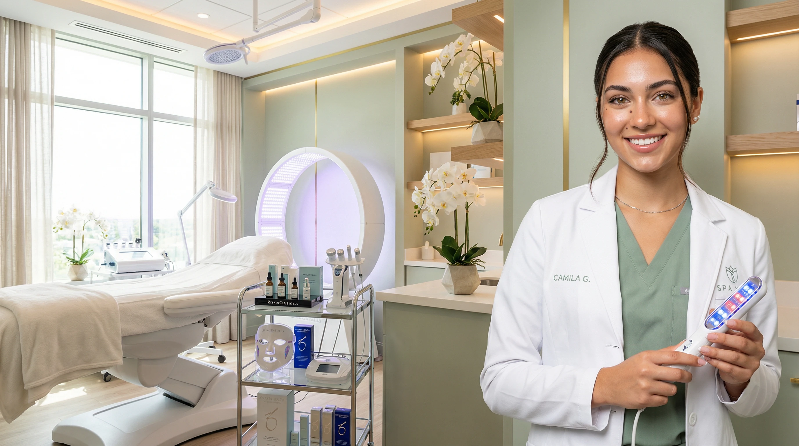 Skin care specialist in clinical setting
