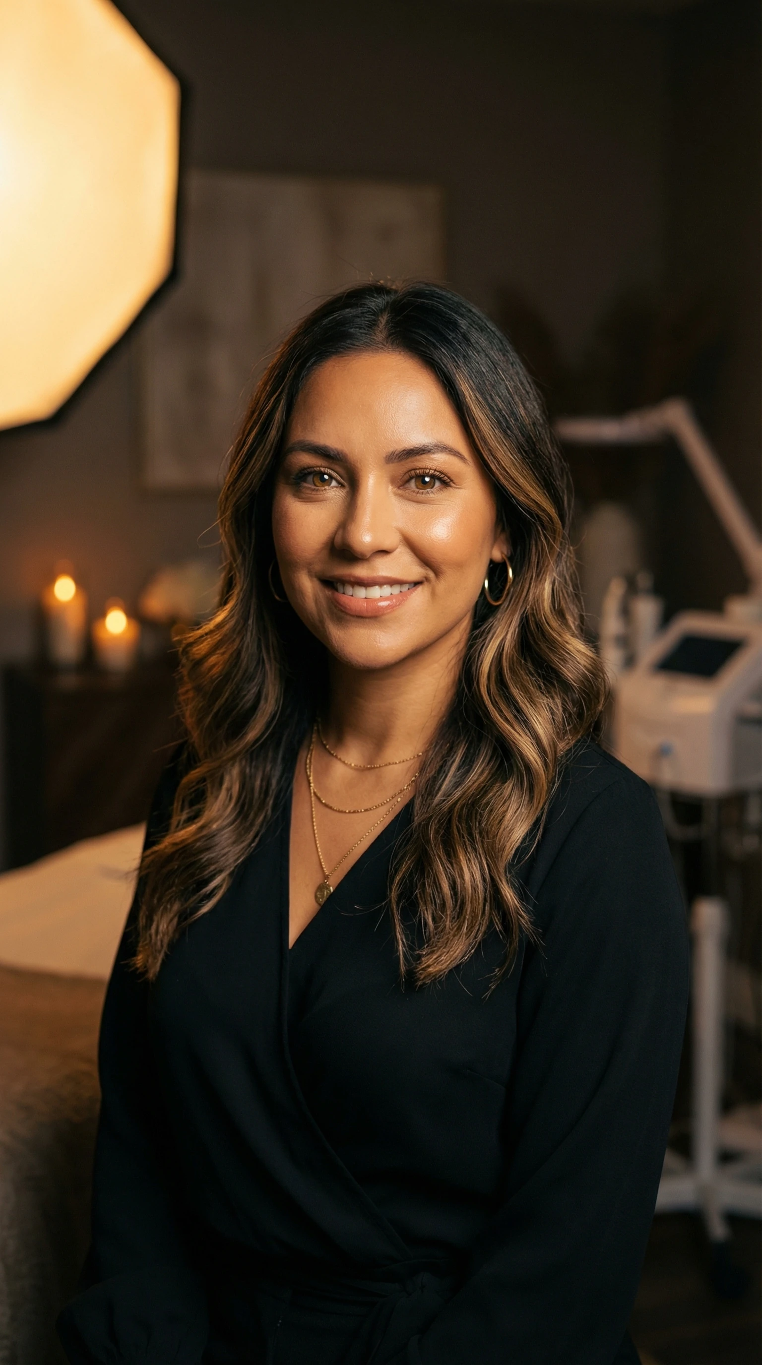 Experienced esthetician performing facial treatment